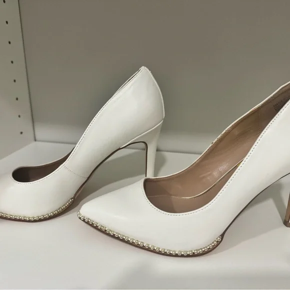 BCBGeneration White Heels with Pearl Accents - Picture 2 of 3